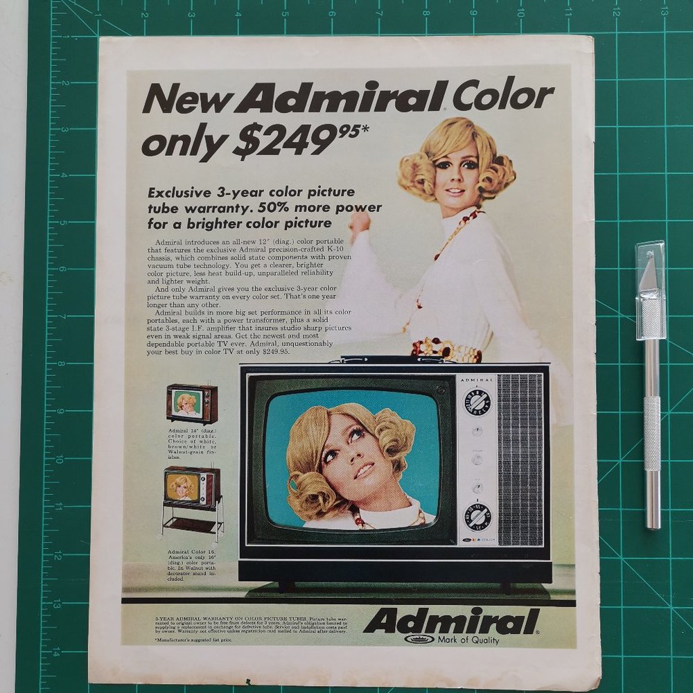 60s Color TV Admiral Stereo High Tech Newport TV Vintage Ad